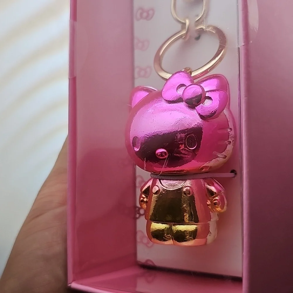 Hello Kitty Pink and Gold Ombre Keychain New